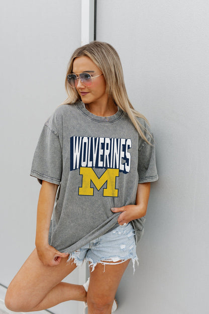 MICHIGAN WOLVERINES SOLID DEFENSE OVERSIZED CREWNECK TEE