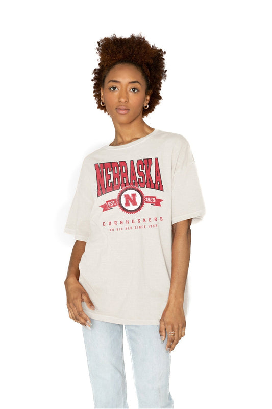 NEBRASKA CORNHUSKERS GET GOIN' OVERSIZED CREW NECK TEE