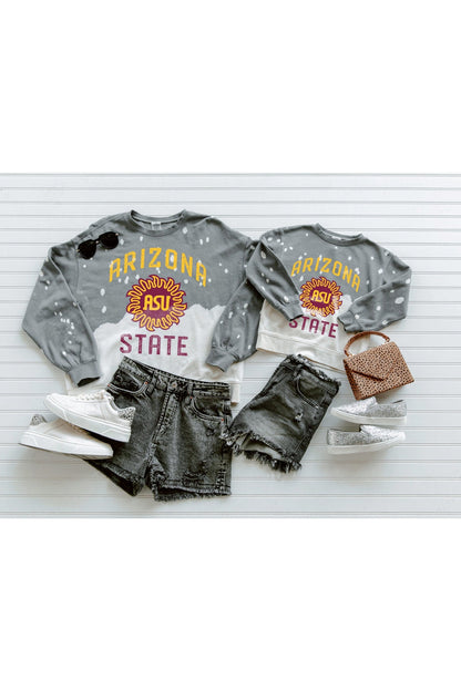 ARIZONA STATE SUN DEVILS UPCYCLE AND VINTAGE FADED WASH CREWNECK PULLOVER