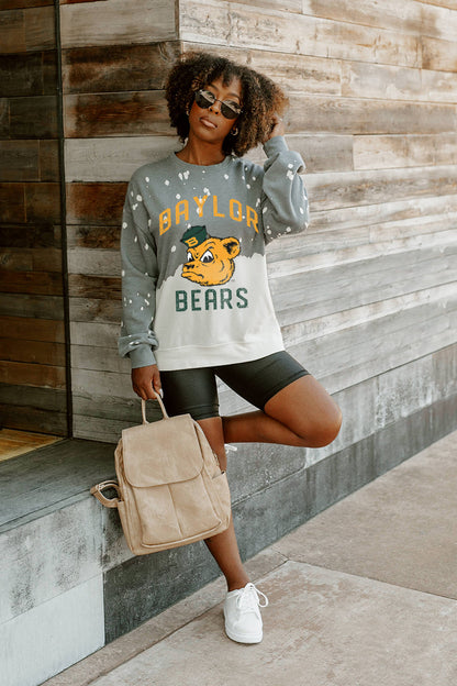 BAYLOR BEARS UPCYCLE AND VINTAGE FADED WASH CREWNECK PULLOVER