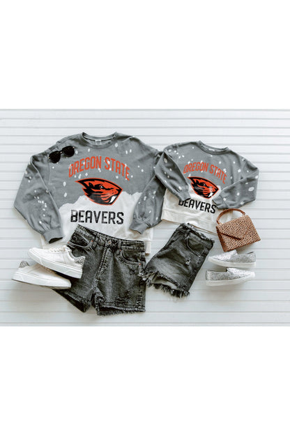 OREGON STATE BEAVERS UPCYCLE AND VINTAGE FADED WASH CREWNECK PULLOVER
