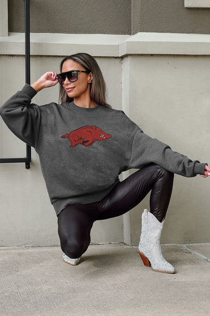 ARKANSAS RAZORBACKS ON THE REBOUND PREMIUM FLEECE DROP SHOULDER CREWNECK PULLOVER