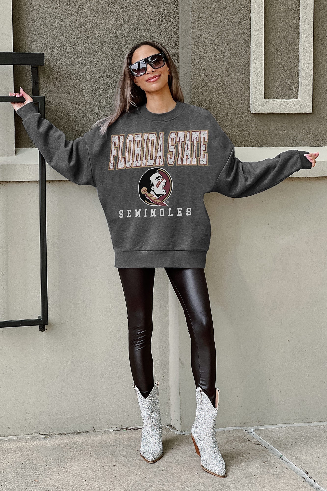 FLORIDA STATE SEMINOLES EASY STREET PREMIUM FLEECE DROP SHOULDER CREWNECK PULLOVER