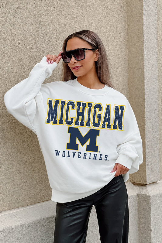 MICHIGAN WOLVERINES FREESTYLE PREMIUM FLEECE DROP SHOULDER CREWNECK PULLOVER