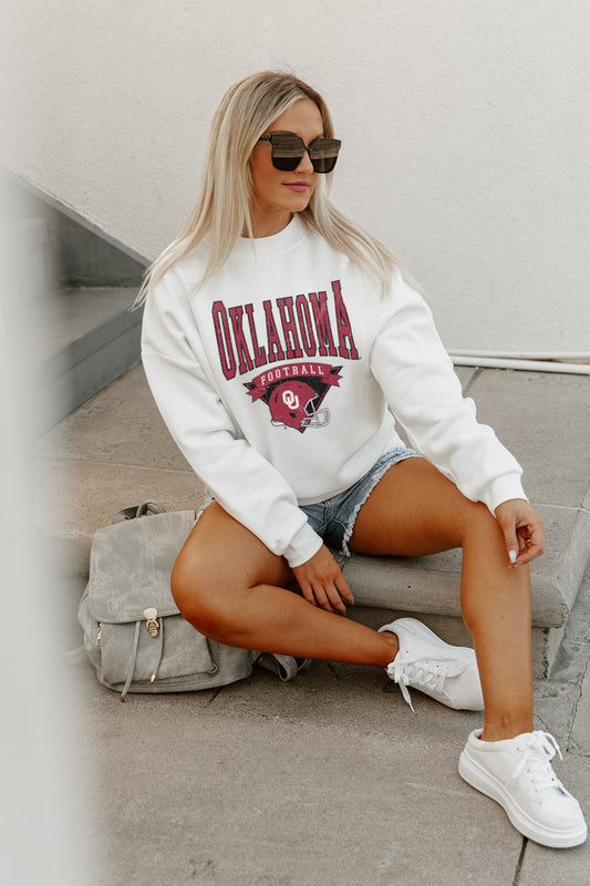 OKLAHOMA SOONERS SLOW MOTION PREMIUM FLEECE DROP SHOULDER CREWNECK PULLOVER