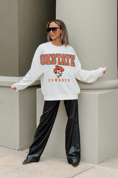 OKLAHOMA STATE COWBOYS FREESTYLE PREMIUM FLEECE DROP SHOULDER CREWNECK PULLOVER