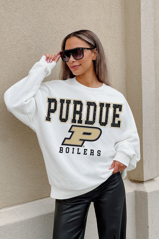 PURDUE BOILERMAKERS FREESTYLE PREMIUM FLEECE DROP SHOULDER CREWNECK PULLOVER