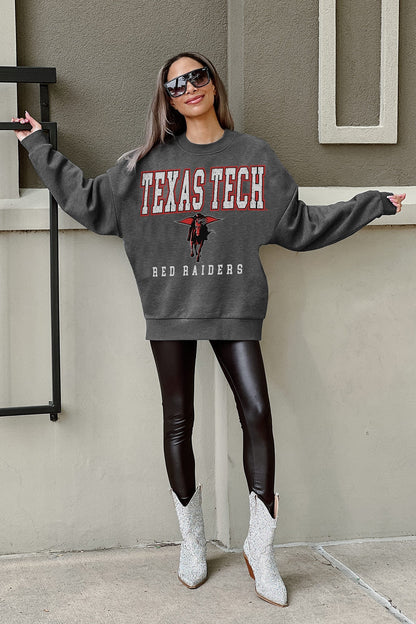 TEXAS TECH RED RAIDERS EASY STREET PREMIUM FLEECE DROP SHOULDER CREWNECK PULLOVER