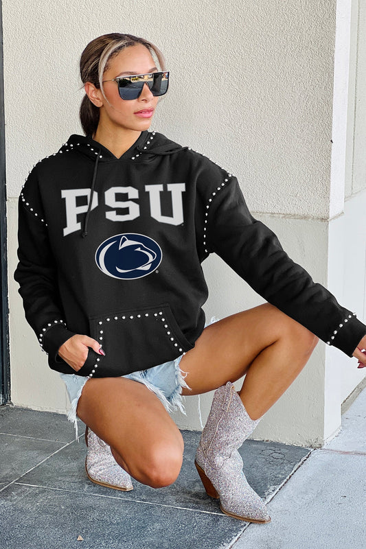 PENN STATE NITTANY LIONS BELLE OF THE BALL STUDDED DETAIL FLEECE FRONT POCKET HOODIE