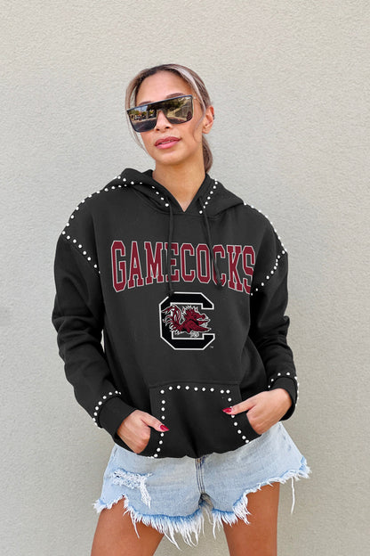 SOUTH CAROLINA GAMECOCKS BELLE OF THE BALL STUDDED DETAIL FLEECE FRONT POCKET HOODIE