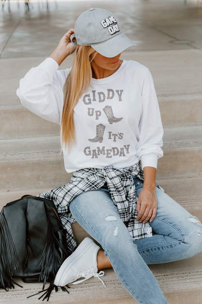 GIDDY UP GAMEDAY CROPPED LONG SLEEVE TEE