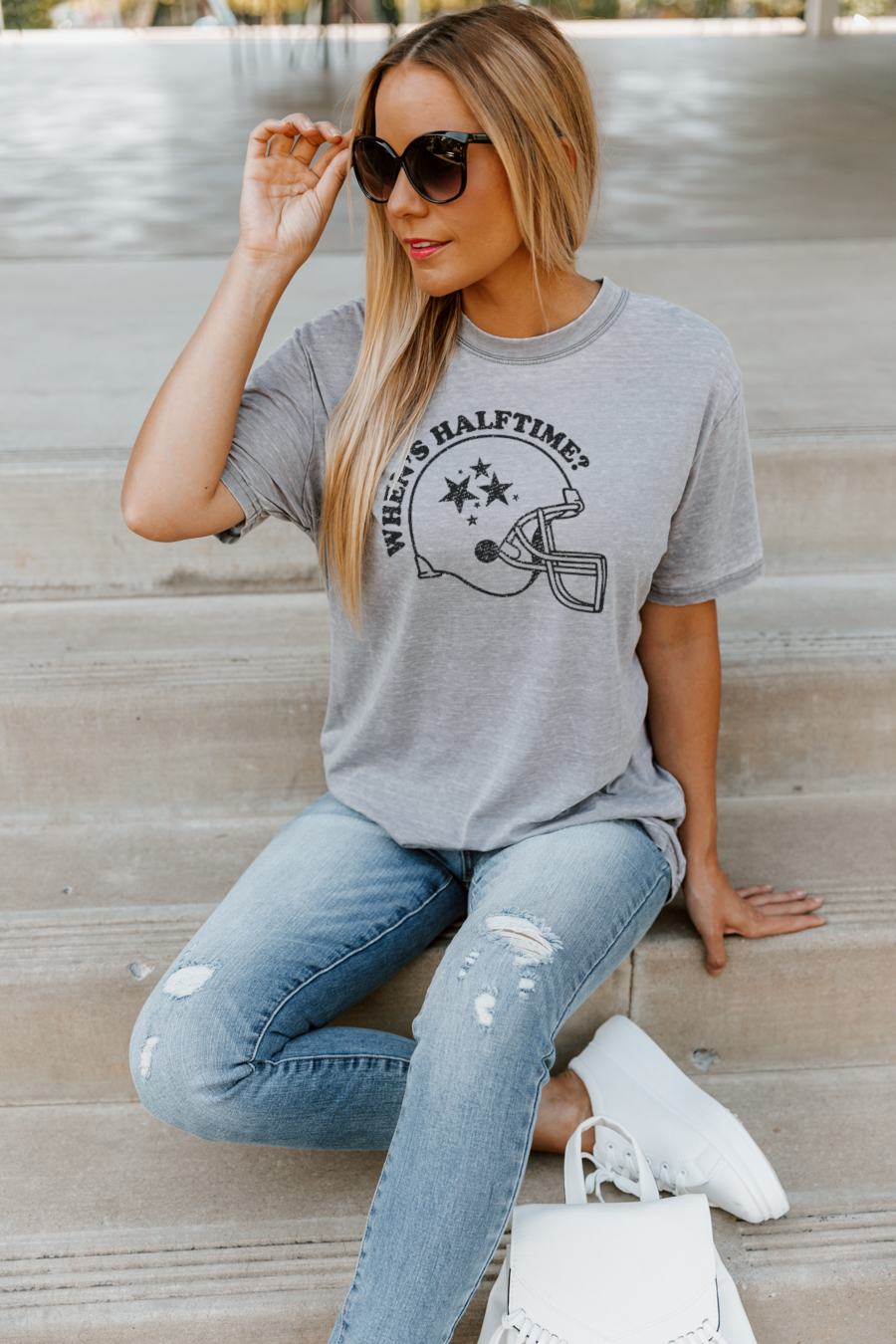 HERE FOR HALFTIME MINERAL WASHED OVERSIZED TEE